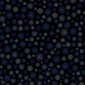 Winter seamless pattern with glow snowflake on starry night