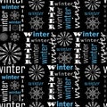 Winter seamless pattern with winter lettering and snowflakes