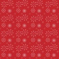 Winter seamless pattern with little flat white snowflakes on red background. New Year backdrop. Vector Christmas background for fa Royalty Free Stock Photo