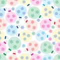 Winter seamless pattern with variety colored Christmas balls wit