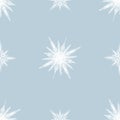 Winter seamless pattern white snowflakes on the flat blue background Royalty Free Stock Photo