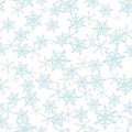 Winter seamless snowflake background pattern. Vector illustration. White.