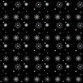 Winter Seamless Snowflake Pattern on black background. Vector EPS 10. Royalty Free Stock Photo