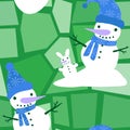 Winter seamless snowman pattern for fabrics and textiles and packaging