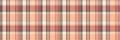 Winter seamless tartan textile, checks texture plaid background. Basic check pattern vector fabric in orange and red colors Royalty Free Stock Photo