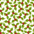 Winter seamless vector pattern with holly berries. Part of Christmas backgrounds collection. Can be used for wallpaper, pattern fi Royalty Free Stock Photo