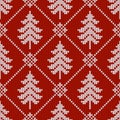 Winter seamless wool texture. Vector illustration with christmas trees