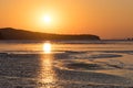 Winter seascape with ice floes on the water surface. Royalty Free Stock Photo