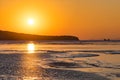 Winter seascape with ice floes on the water surface. Royalty Free Stock Photo