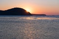 Winter seascape with ice floes on the water surface. Royalty Free Stock Photo