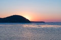 Winter seascape with ice floes on the water surface. Royalty Free Stock Photo