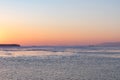 Winter seascape with ice floes on the water surface Royalty Free Stock Photo