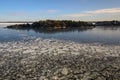 Winter seascape with islands. Royalty Free Stock Photo