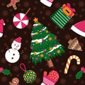 Winter Season December Merry Christmas Holiday Seamless Pattern Background