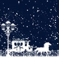 Winter season fairy tale carriage vector background design