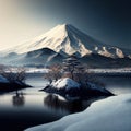 winter season fuji mountain at yamanachi Japan - Generted by generative AI