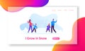 Winter Season Fun and Games Website Landing Page. Happy Family of Parents and Kids Playing Snowball Fight on Street Royalty Free Stock Photo