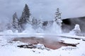 Winter season at hot lake of Yellowstone