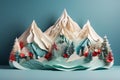 Winter season landscape with snow, pine forest and mountains for merry christmas. Royalty Free Stock Photo