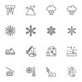 Winter season line icons set Royalty Free Stock Photo