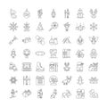 Winter season linear icons, signs, symbols vector line illustration set