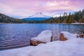 Winter season,Mount Hood Trillium Lake at sunset, National Forest, Oregon,USA