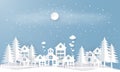 Winter season with paper art style. vector design element , illustration Royalty Free Stock Photo
