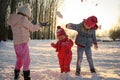 Winter season. Playing in snow. Royalty Free Stock Photo
