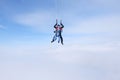 Skydiving. Tandem jump. Two skydivers are in the sky. Royalty Free Stock Photo