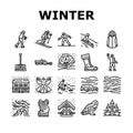 winter season snow cold holiday icons set vector Royalty Free Stock Photo