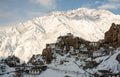 Winter season and snow cover at dhankar village - Spiti