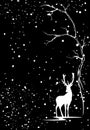 Winter season vector background with white deer