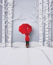 Winter season woman wearing a red coat .