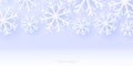 Winter seasonal background with white 3d snowflakes on soft blue backdrop Royalty Free Stock Photo