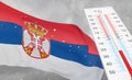 Winter in Serbia with severe cold, negative temperature, Cold season in Serbia, cruelest coldest weather in Serbia, Flag Serbia