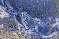 Winter curvy road in Romania