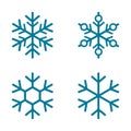 Set of vectors snowflakes. Winter set black isolated silhouette icon on white background. Line art Royalty Free Stock Photo