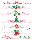 Winter set of decorative calligraphic elements, dividers and new year ornaments for page decor. Vector christmas decorations.