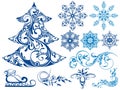 Winter set of snow elements Royalty Free Stock Photo