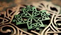 Winter shapes ornate snowflake decor on wood background ,generative AI