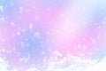 Winter shiny snowflakes blurred background in light blue pink colors