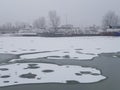 Winter ship river ice snou