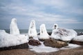 Winter on shore of the Baltic Sea in Kuehlungsborn, Germany Royalty Free Stock Photo