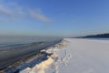 Winter shoreline of baltic sea with snow and ice