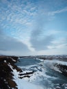 Winter shot of Gulfoss waterfalls at golden circle near Reykjavik