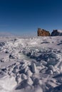 Winter shot of the majestic Perce Rock. Royalty Free Stock Photo