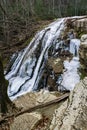 A Winter Side View of the Upper Roaring Run Falls Royalty Free Stock Photo