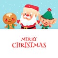 Cute Merry Christmas card with cartoon characters Royalty Free Stock Photo