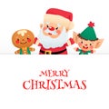 Cute Merry Christmas card with cartoon characters Royalty Free Stock Photo