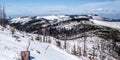 Winter Silesian Beskids mountains in Poland